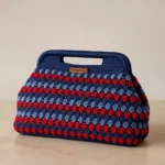 Geometrik Desenli El Örgüsü Saplı Çanta