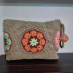 Renkli Motifli El Örgüsü Çanta