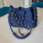 Renkli Boncuk Detaylı Örgü Çanta